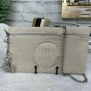 Dior beauty line beige canvas pouch crossbody bag! NEW! Bag charm gift set